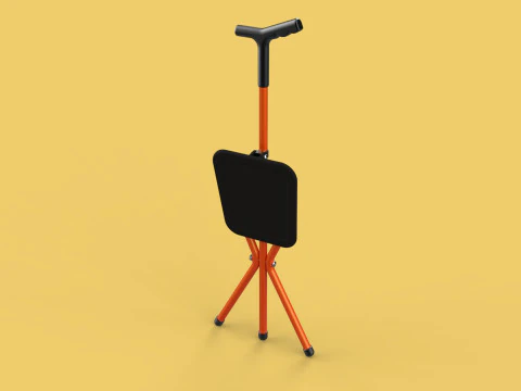 POLE STICK CANE CHAIR WALKING SEAT STOOL CRUTCH FOLDING PORTABLE 3D Model