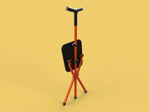 POLE STICK CANE CHAIR WALKING SEAT STOOL CRUTCH FOLDING PORTABLE 3D मॉडल