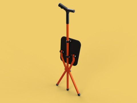 POLE STICK CANE CHAIR WALKING SEAT STOOL CRUTCH FOLDING PORTABLE 3D मॉडल