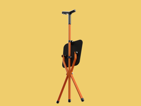 POLE STICK CANE CHAIR WALKING SEAT STOOL CRUTCH FOLDING PORTABLE 3D मॉडल