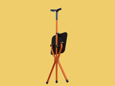 POLE STICK CANE CHAIR WALKING SEAT STOOL CRUTCH FOLDING PORTABLE 3D Model