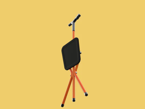 POLE STICK CANE CHAIR WALKING SEAT STOOL CRUTCH FOLDING PORTABLE 3D Model