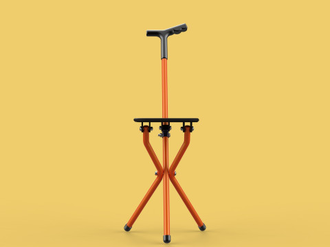 POLE STICK CANE CHAIR WALKING SEAT STOOL CRUTCH FOLDING PORTABLE 3D मॉडल