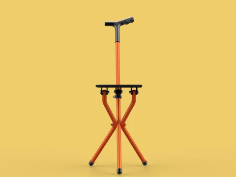 POLE STICK CANE CHAIR WALKING SEAT STOOL CRUTCH FOLDING PORTABLE 3D Model