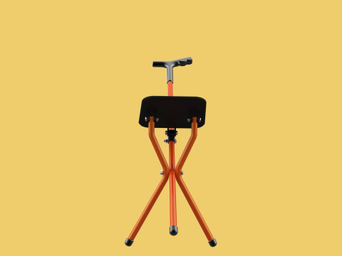 POLE STICK CANE CHAIR WALKING SEAT STOOL CRUTCH FOLDING PORTABLE 3D मॉडल