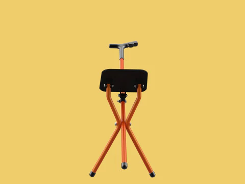 POLE STICK CANE CHAIR WALKING SEAT STOOL CRUTCH FOLDING PORTABLE 3D Model