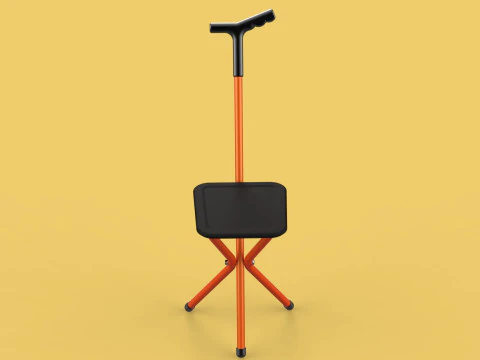 POLE STICK CANE CHAIR WALKING SEAT STOOL CRUTCH FOLDING PORTABLE 3D Model