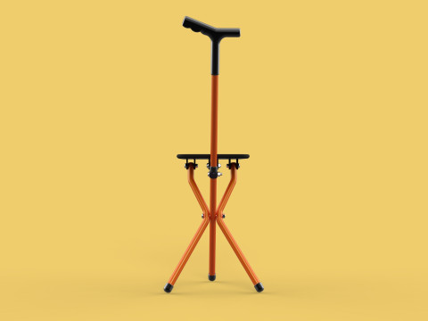 POLE STICK CANE CHAIR WALKING SEAT STOOL CRUTCH FOLDING PORTABLE 3D मॉडल