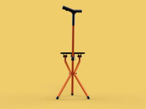 POLE STICK CANE CHAIR WALKING SEAT STOOL CRUTCH FOLDING PORTABLE 3D Model
