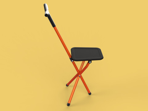 POLE STICK CANE CHAIR WALKING SEAT STOOL CRUTCH FOLDING PORTABLE 3D मॉडल