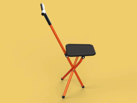 POLE STICK CANE CHAIR WALKING SEAT STOOL CRUTCH FOLDING PORTABLE 3D Model