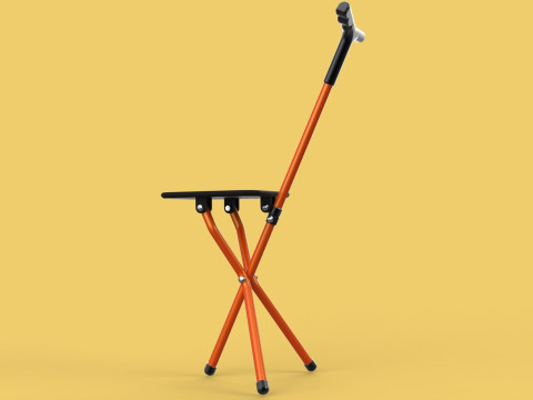 POLE STICK CANE CHAIR WALKING SEAT STOOL CRUTCH FOLDING PORTABLE 3D मॉडल