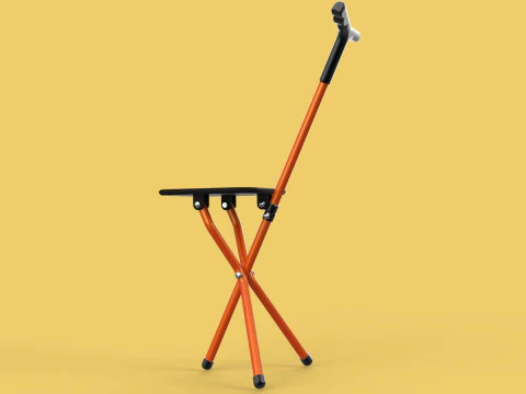 POLE STICK CANE CHAIR WALKING SEAT STOOL CRUTCH FOLDING PORTABLE 3D Model