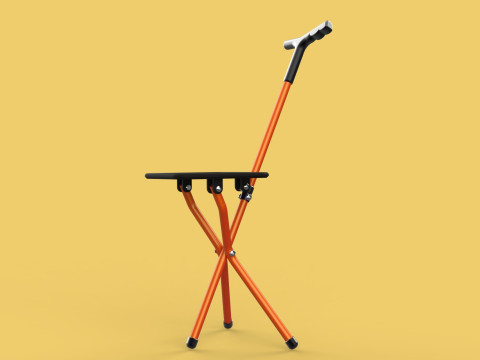POLE STICK CANE CHAIR WALKING SEAT STOOL CRUTCH FOLDING PORTABLE 3D मॉडल