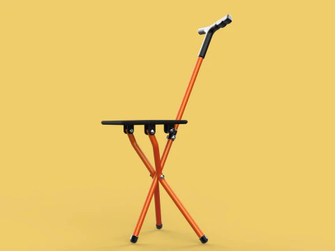 POLE STICK CANE CHAIR WALKING SEAT STOOL CRUTCH FOLDING PORTABLE 3D Model