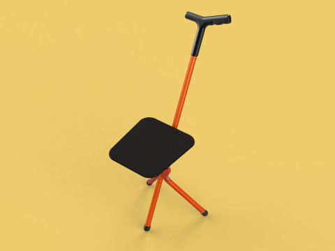 POLE STICK CANE CHAIR WALKING SEAT STOOL CRUTCH FOLDING PORTABLE 3D मॉडल