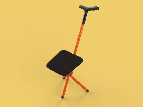 POLE STICK CANE CHAIR WALKING SEAT STOOL CRUTCH FOLDING PORTABLE 3D Model