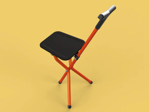 POLE STICK CANE CHAIR WALKING SEAT STOOL CRUTCH FOLDING PORTABLE 3D Model