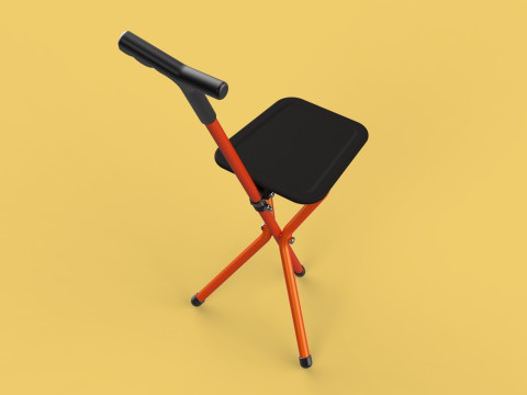 POLE STICK CANE CHAIR WALKING SEAT STOOL CRUTCH FOLDING PORTABLE 3D मॉडल
