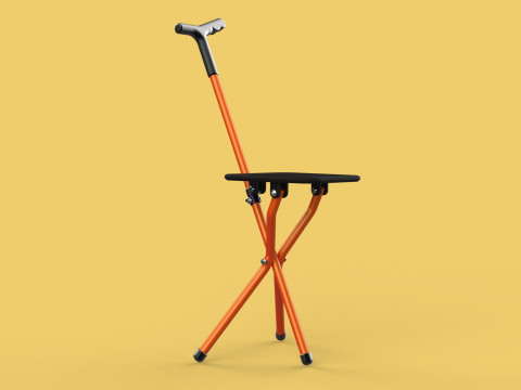 POLE STICK CANE CHAIR WALKING SEAT STOOL CRUTCH FOLDING PORTABLE 3D मॉडल