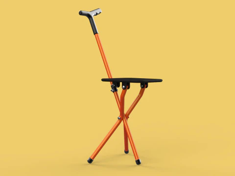 POLE STICK CANE CHAIR WALKING SEAT STOOL CRUTCH FOLDING PORTABLE 3D Model