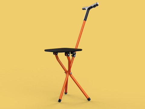 POLE STICK CANE CHAIR WALKING SEAT STOOL CRUTCH FOLDING PORTABLE 3D मॉडल