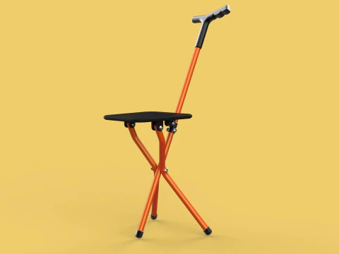 POLE STICK CANE CHAIR WALKING SEAT STOOL CRUTCH FOLDING PORTABLE 3D Model
