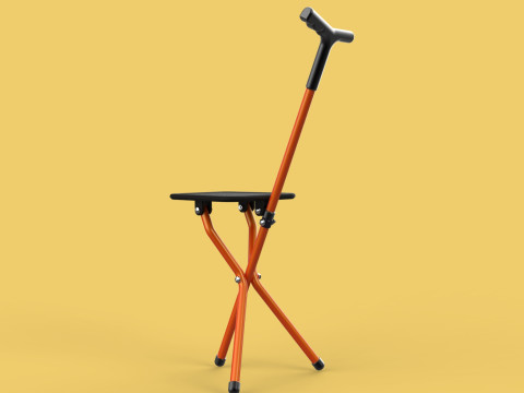 POLE STICK CANE CHAIR WALKING SEAT STOOL CRUTCH FOLDING PORTABLE 3D मॉडल