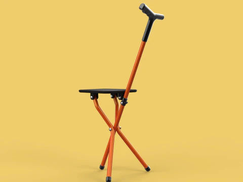 POLE STICK CANE CHAIR WALKING SEAT STOOL CRUTCH FOLDING PORTABLE 3D Model