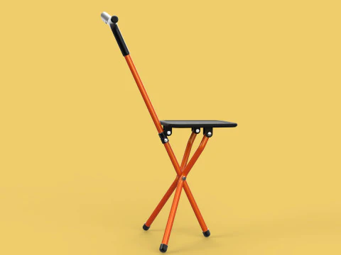 POLE STICK CANE CHAIR WALKING SEAT STOOL CRUTCH FOLDING PORTABLE 3D Model