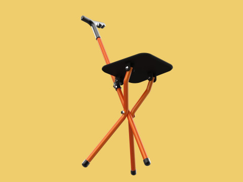 POLE STICK CANE CHAIR WALKING SEAT STOOL CRUTCH FOLDING PORTABLE 3D मॉडल
