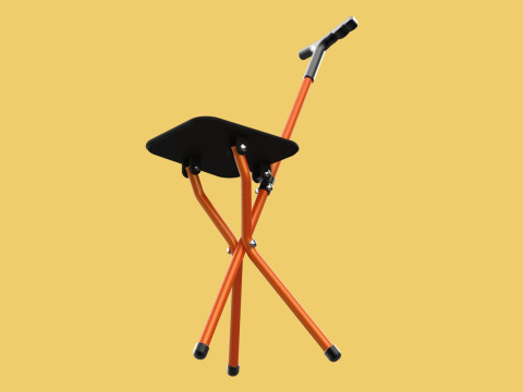 POLE STICK CANE CHAIR WALKING SEAT STOOL CRUTCH FOLDING PORTABLE 3D मॉडल