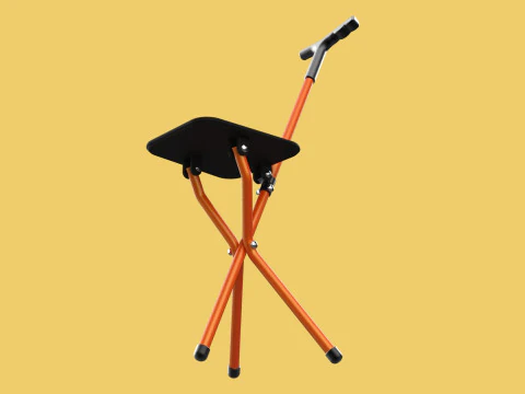 POLE STICK CANE CHAIR WALKING SEAT STOOL CRUTCH FOLDING PORTABLE 3D Model