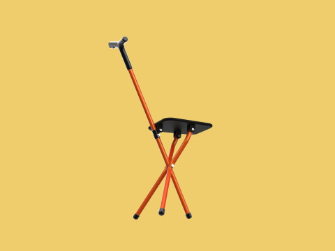 POLE STICK CANE CHAIR WALKING SEAT STOOL CRUTCH FOLDING PORTABLE 3D मॉडल