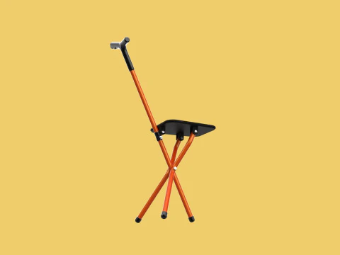 POLE STICK CANE CHAIR WALKING SEAT STOOL CRUTCH FOLDING PORTABLE 3D Model