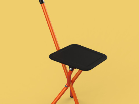 POLE STICK CANE CHAIR WALKING SEAT STOOL CRUTCH FOLDING PORTABLE 3D मॉडल