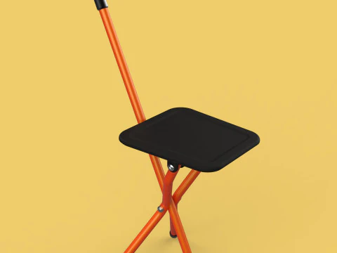 POLE STICK CANE CHAIR WALKING SEAT STOOL CRUTCH FOLDING PORTABLE 3D Model