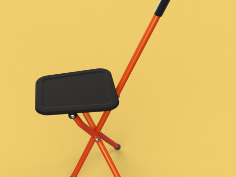 POLE STICK CANE CHAIR WALKING SEAT STOOL CRUTCH FOLDING PORTABLE 3D मॉडल