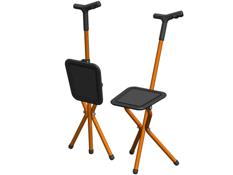 POLE STICK CANE CHAIR WALKING SEAT STOOL CRUTCH FOLDING PORTABLE 3D Model