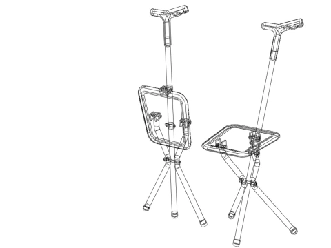POLE STICK CANE CHAIR WALKING SEAT STOOL CRUTCH FOLDING PORTABLE 3D Model