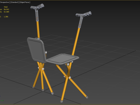 POLE STICK CANE CHAIR WALKING SEAT STOOL CRUTCH FOLDING PORTABLE 3D मॉडल