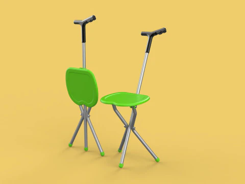 BAST&Oacute;N PLEGABLE SILLA PARA CAMINAR ASIENTO TABURETE MULETA PORT&Aacute;TIL Modelo 3D