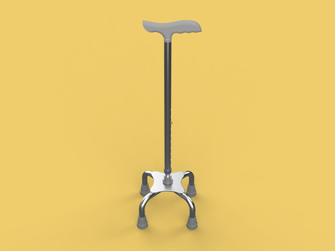 QUADRIPOD WALKING AID ELDERLY STICK CANE POLE QUAD FOOT 4 LEG Modelo 3D