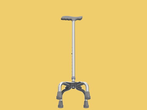 QUADRIPOD WALKING AID ELDERLY STICK CANE POLE QUAD FOOT 4 LEG Modèle 3D