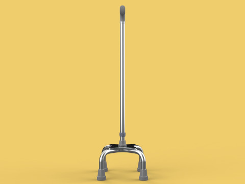 QUADRIPOD WALKING AID ELDERLY STICK CANE POLE QUAD FOOT 4 LEG Modèle 3D