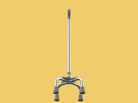 QUADRIPOD WALKING AID ELDERLY STICK CANE POLE QUAD FOOT 4 LEG Modèle 3D