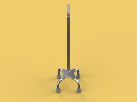 QUADRIPOD WALKING AID ELDERLY STICK CANE POLE QUAD FOOT 4 LEG Modèle 3D