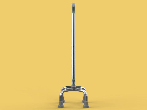 QUADRIPOD WALKING AID ELDERLY STICK CANE POLE QUAD FOOT 4 LEG Modèle 3D