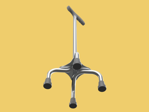 QUADRIPOD WALKING AID ELDERLY STICK CANE POLE QUAD FOOT 4 LEG Modèle 3D