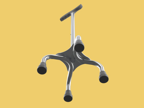 QUADRIPOD WALKING AID ELDERLY STICK CANE POLE QUAD FOOT 4 LEG Modèle 3D